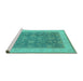 Sideview of Machine Washable Oriental Turquoise Industrial Area Rugs, wshurb3085turq