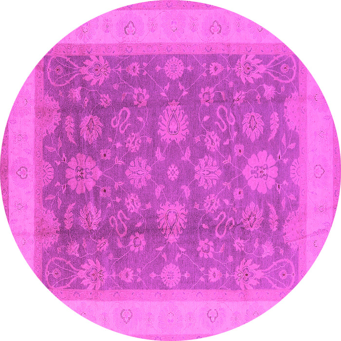 Round Machine Washable Oriental Pink Industrial Rug, wshurb3085pnk