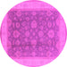 Round Machine Washable Oriental Pink Industrial Rug, wshurb3085pnk