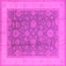 Square Machine Washable Oriental Pink Industrial Rug, wshurb3085pnk