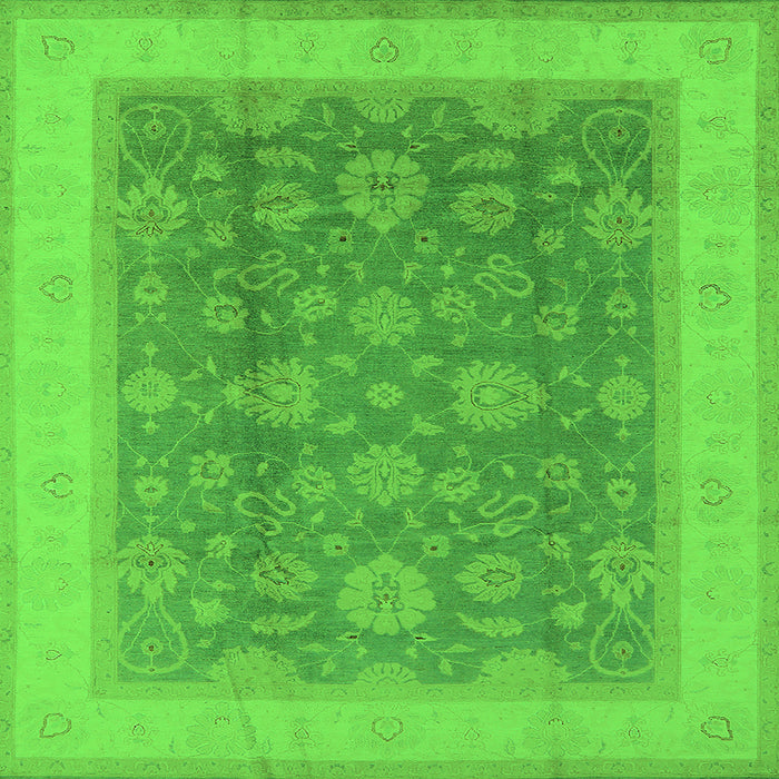 Square Machine Washable Oriental Green Industrial Area Rugs, wshurb3085grn