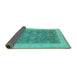 Sideview of Oriental Turquoise Industrial Rug, urb3085turq