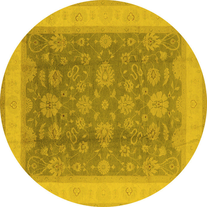 Round Oriental Yellow Industrial Rug, urb3085yw