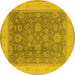 Round Oriental Yellow Industrial Rug, urb3085yw