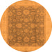 Round Machine Washable Oriental Orange Industrial Area Rugs, wshurb3085org