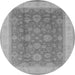 Round Oriental Gray Industrial Rug, urb3085gry