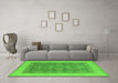 Machine Washable Oriental Green Industrial Area Rugs in a Living Room,, wshurb3085grn