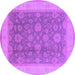 Round Machine Washable Oriental Purple Industrial Area Rugs, wshurb3085pur