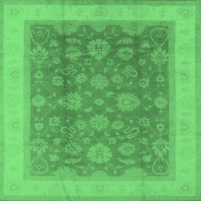 Square Oriental Emerald Green Industrial Rug, urb3085emgrn