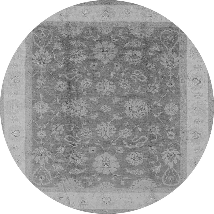 Round Machine Washable Oriental Gray Industrial Rug, wshurb3085gry