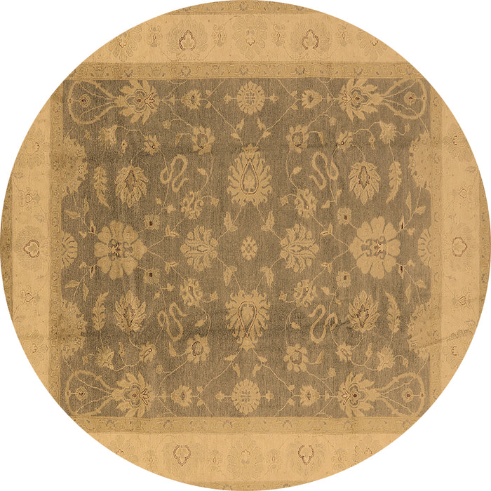 Round Machine Washable Oriental Brown Industrial Rug, wshurb3085brn