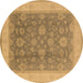 Round Oriental Brown Industrial Rug, urb3085brn