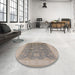 Round Machine Washable Industrial Modern Rose Dust Purple Rug in a Office, wshurb3085