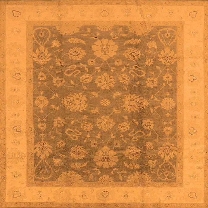Square Machine Washable Oriental Orange Industrial Area Rugs, wshurb3085org