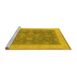 Sideview of Machine Washable Oriental Yellow Industrial Rug, wshurb3085yw