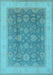 Machine Washable Oriental Light Blue Industrial Rug, wshurb3085lblu