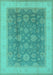 Machine Washable Oriental Turquoise Industrial Area Rugs, wshurb3085turq