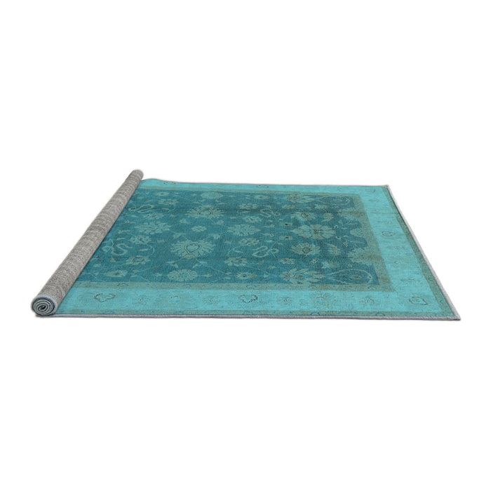 Sideview of Machine Washable Oriental Light Blue Industrial Rug, wshurb3085lblu
