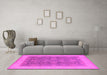 Machine Washable Oriental Pink Industrial Rug in a Living Room, wshurb3085pnk