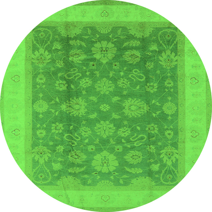 Round Oriental Green Industrial Rug, urb3085grn