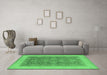 Machine Washable Oriental Emerald Green Industrial Area Rugs in a Living Room,, wshurb3085emgrn