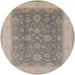 Round Mid-Century Modern Rose Purple Oriental Rug, urb3085