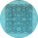 Round Oriental Light Blue Industrial Rug, urb3085lblu