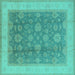 Square Oriental Turquoise Industrial Rug, urb3085turq