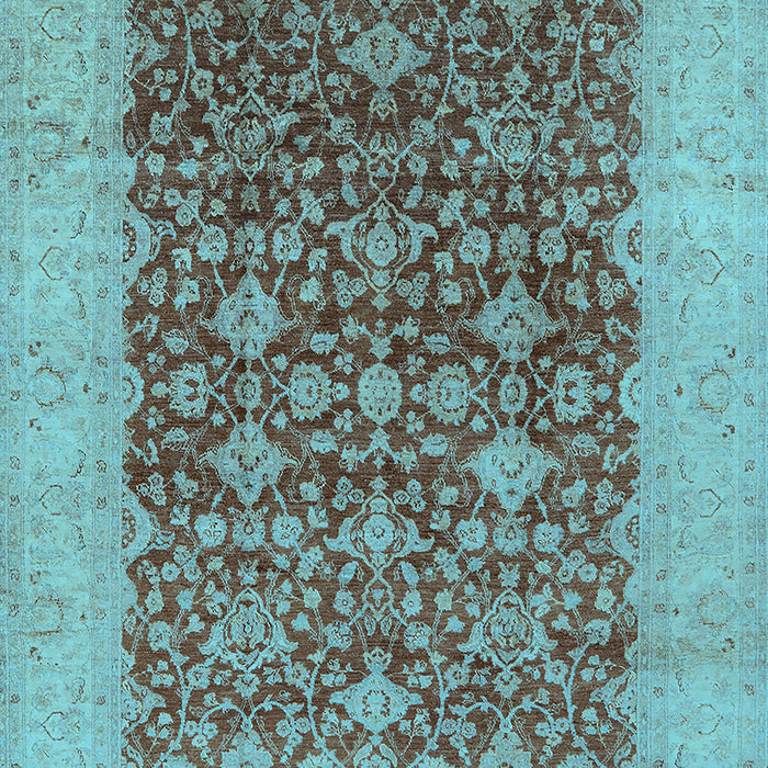 Machine Washable Oriental Light Blue Industrial Rug, wshurb3086lblu