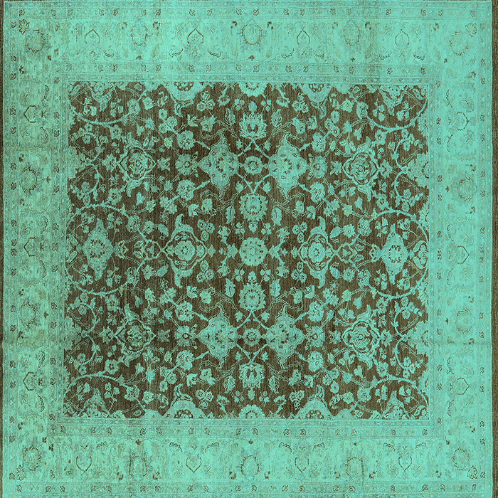 Square Oriental Turquoise Industrial Rug, urb3086turq