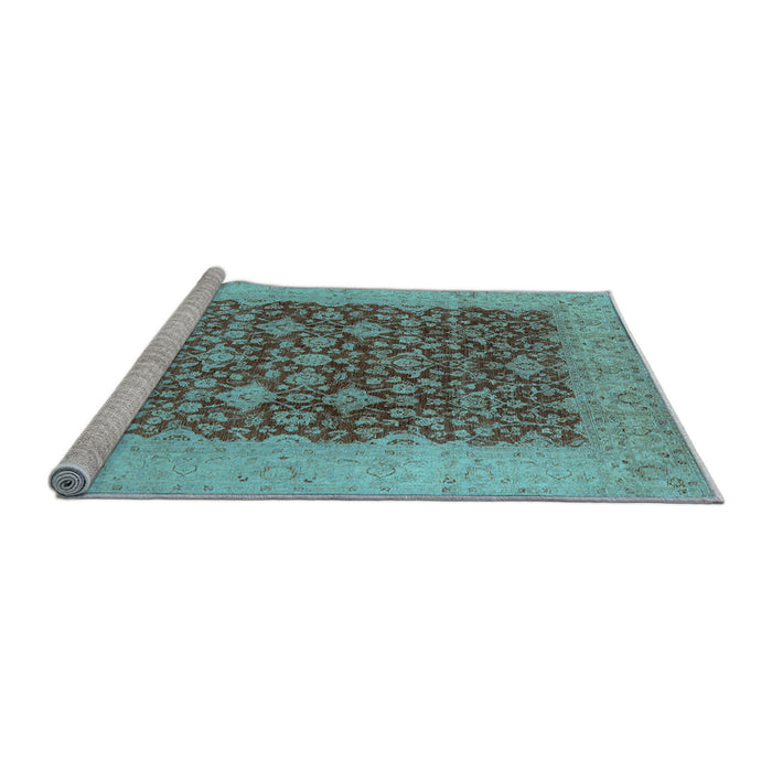 Sideview of Machine Washable Oriental Light Blue Industrial Rug, wshurb3086lblu