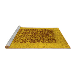 Sideview of Machine Washable Oriental Yellow Industrial Rug, wshurb3086yw