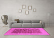 Machine Washable Oriental Pink Industrial Rug in a Living Room, wshurb3086pnk