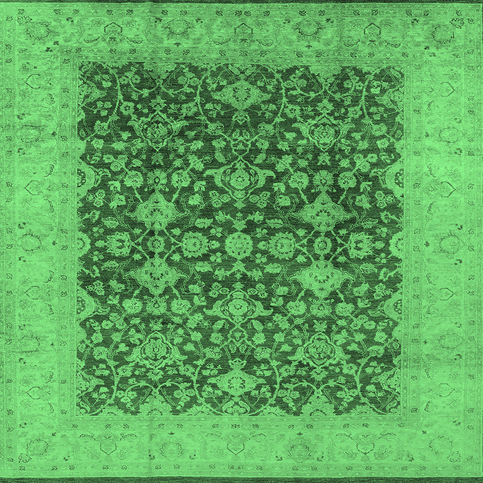 Square Oriental Emerald Green Industrial Rug, urb3086emgrn