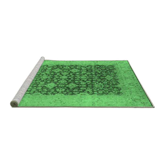 Sideview of Machine Washable Oriental Emerald Green Industrial Area Rugs, wshurb3086emgrn