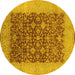 Round Oriental Yellow Industrial Rug, urb3086yw