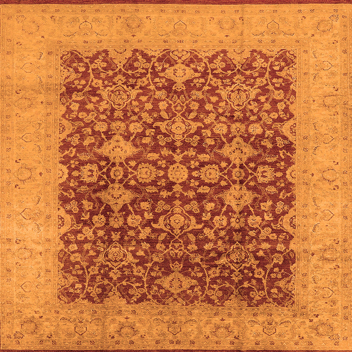 Square Machine Washable Oriental Orange Industrial Area Rugs, wshurb3086org