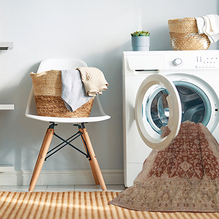 Machine Washable Industrial Modern Chestnut Red Rug in a Washing Machine, wshurb3086