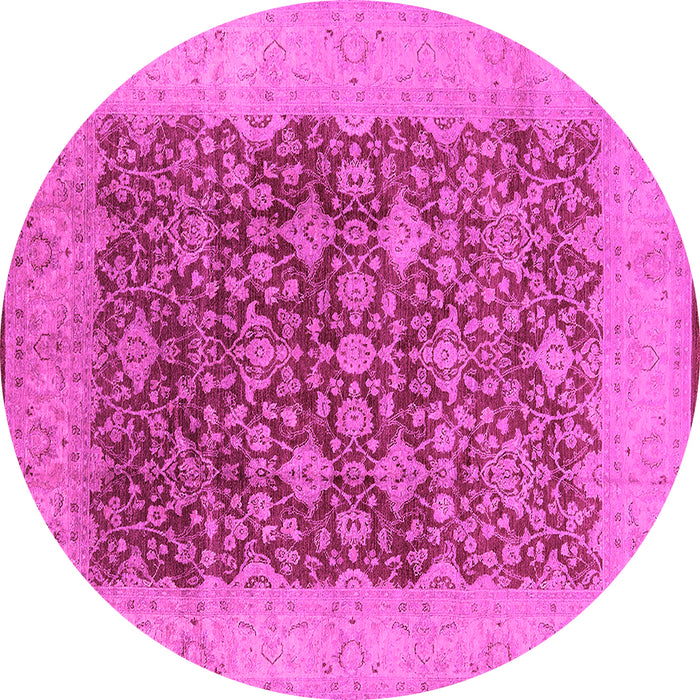 Round Machine Washable Oriental Pink Industrial Rug, wshurb3086pnk
