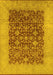 Machine Washable Oriental Yellow Industrial Rug, wshurb3086yw