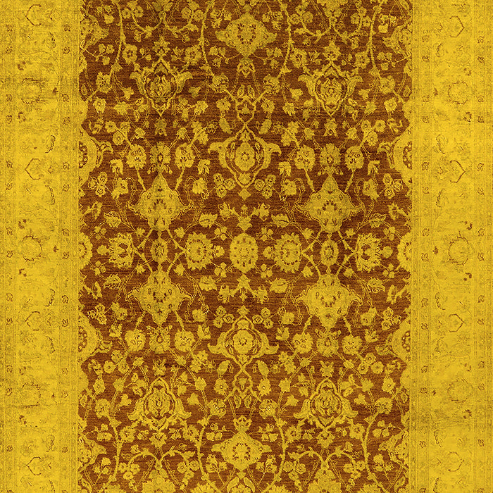 Machine Washable Oriental Yellow Industrial Rug, wshurb3086yw
