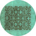 Round Oriental Turquoise Industrial Rug, urb3086turq