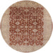 Round Mid-Century Modern Chestnut Red Oriental Rug, urb3086