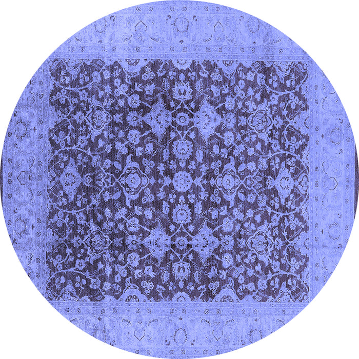 Round Oriental Blue Industrial Rug, urb3086blu