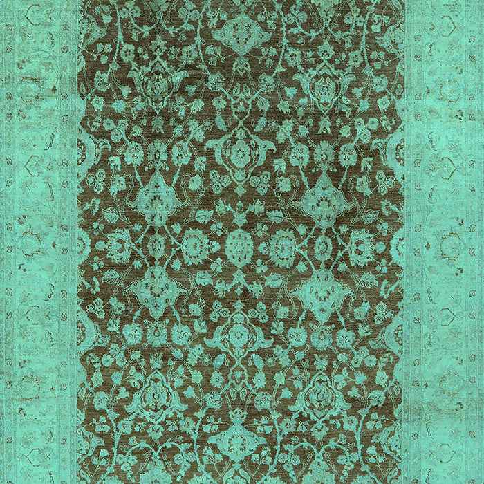 Machine Washable Oriental Turquoise Industrial Area Rugs, wshurb3086turq