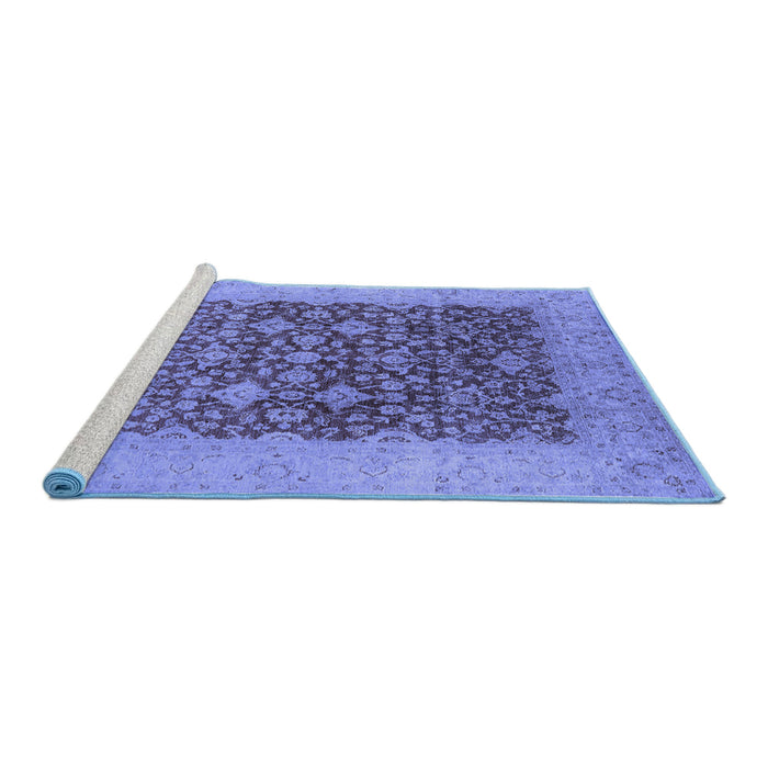 Sideview of Machine Washable Oriental Blue Industrial Rug, wshurb3086blu