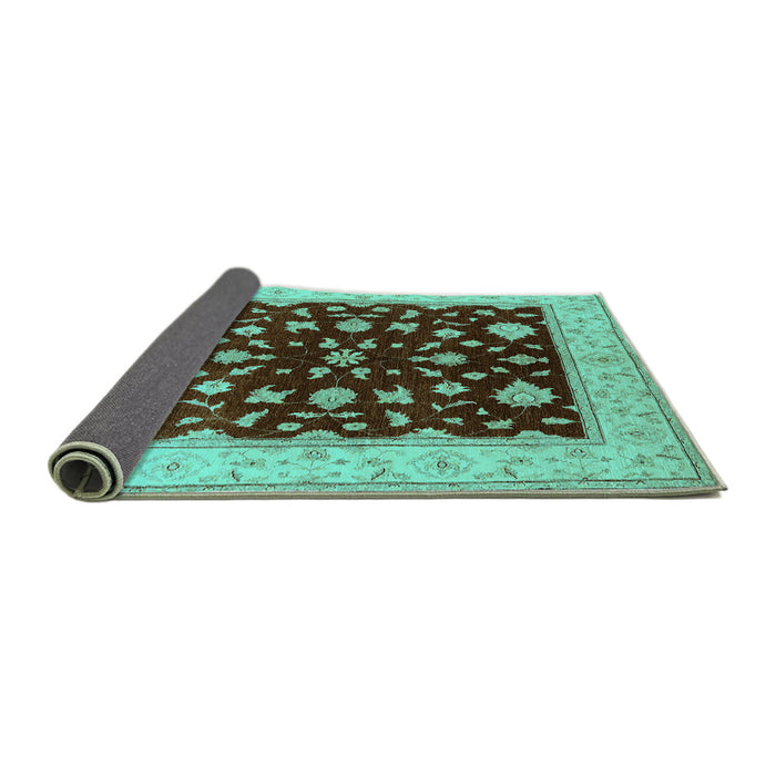 Sideview of Oriental Turquoise Industrial Rug, urb3087turq