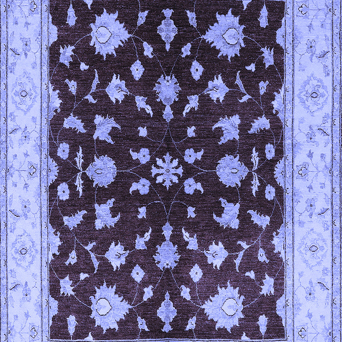 Machine Washable Oriental Blue Industrial Rug, wshurb3087blu