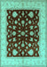 Machine Washable Oriental Turquoise Industrial Area Rugs, wshurb3087turq