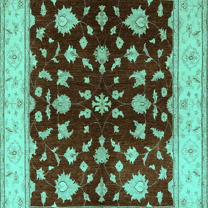 Machine Washable Oriental Turquoise Industrial Area Rugs, wshurb3087turq